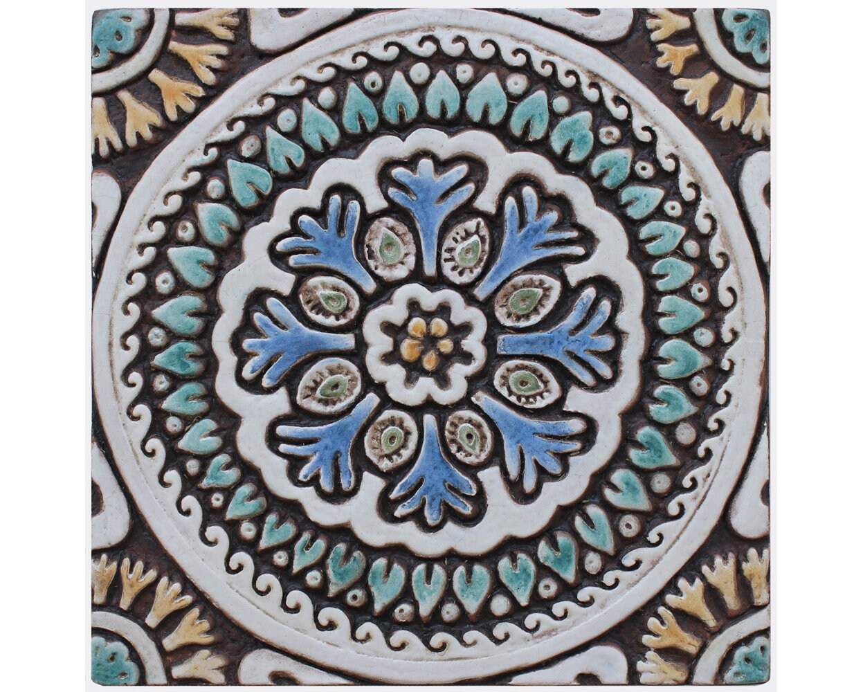 Handmade ceramic tile 7.87 hand painted tiles in Floral Etsy