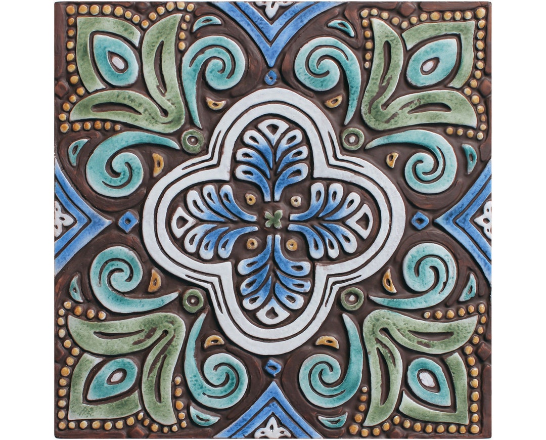 Large Spanish Tile Wall Hanging Made From Ceramic, Backsplash Tile