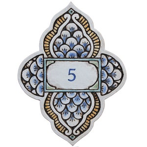 House Number Sign Made From Ceramic, House Number Plaque, Personalized Address Sign, Door Sign, 9.05 X 12.20&quot; Moroc #2 Matt Blue