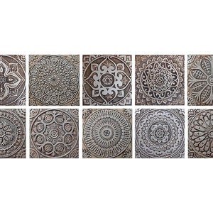 10 Wall Hanging, Ceramic Tiles For Garden Decor, Wall Sculpture, Outdoor Wall Art, Decorative Tiles, Handmade Tile, Mix 30cm Aged Silver