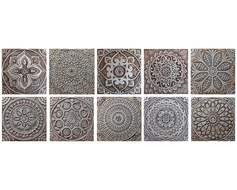 Set of 10 Wall Hangings Ceramic Tiles for Garden Decor Wall Etsy