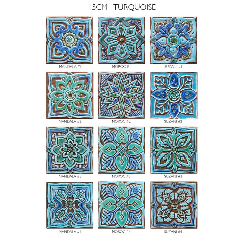 Turquoise Handmade Tile With Relief Ceramic Tile for Kitchen Etsy