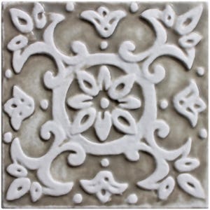 Wall Decor With Ethnic Design, Artistic Tiles, Bathroom Ceramic Wall Art, Hand Painted Tile, Wall Art Collection, Spanish #1 10cm Beige