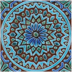 Moroccan Ceramic Tile, Modern Murals Wall Art, Wall Hanging Decor For Kitchens,Bathrooms Design, Housewarming Gift, Moroc #2 20cm Turquoise
