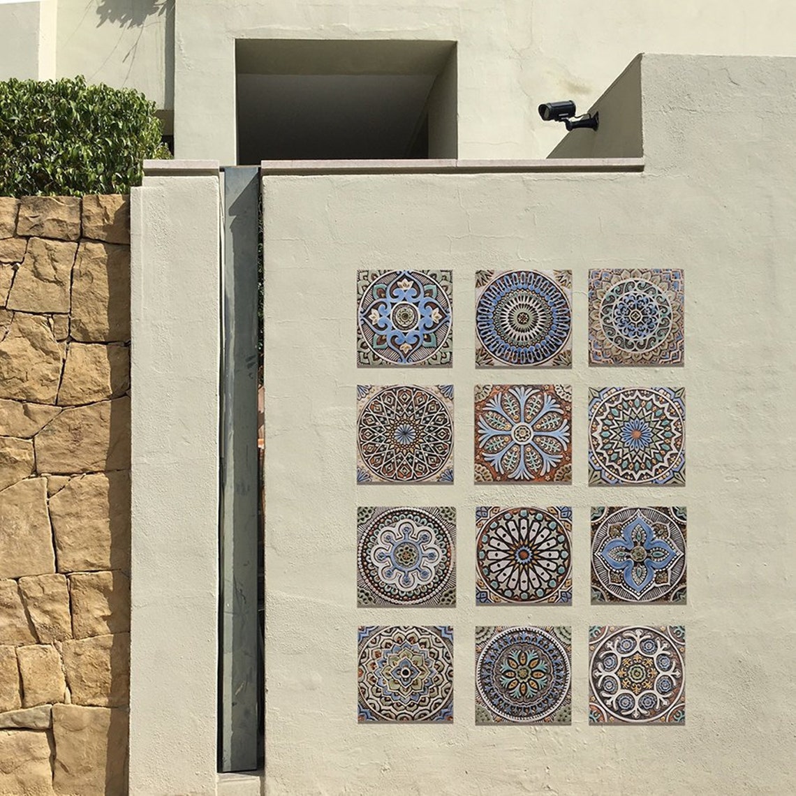 Ceramic wall hangings set of 12 decorative tiles for outdoor Etsy