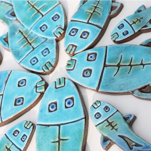 Ceramic fish art // Fish wall art // Fish wall hangings // Ceramic art // Fish ornament // Ceramic fish 3 // Turquoise image 5