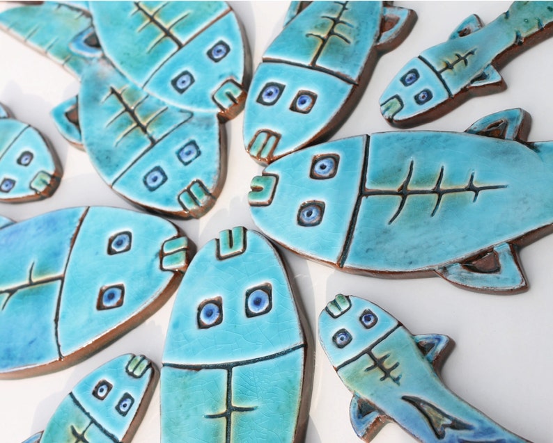 Ceramic fish art // Fish wall art // Fish wall hangings // Ceramic art // Fish ornament // Ceramic fish 3 // Turquoise image 5