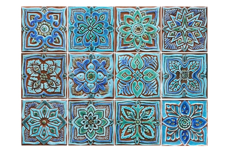Decorative Tiles Turquoise Tiles Handmade Tiles Spanish Etsy