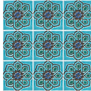 9 Andalusian Tiles For Kitchen Backsplash, Spanish Tile For Bathroom Decor, Mosaic Tile, Backsplash Tile Design, Moroccan #2 10cm Turquoise