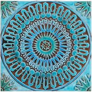 Bathroom Wall Decor With Moroccan Design, Ceramic Tile, Bathroom Art Tile Decor, Wall Art For Exterior Design, Moroccan #3 30cm Turquoise