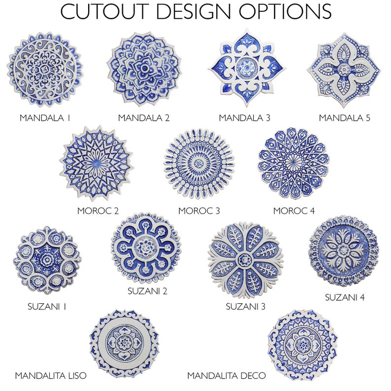 Home Decor With Mandala Design, Decorative Tile, Ceramic Wall Art, Hand Painted Tile, Circule Tile Decor For Kitchen, Mandala 2 Cutout Blue image 5