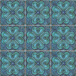 9 Spanish Tiles Yard Art, Ceramic Wall Art For Garden, Outdoor Wall Art, Garden Art, Tile Art For Garden Wall Decor, Spanish #16 Turquoise