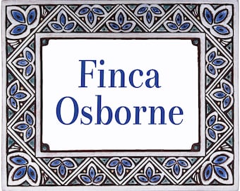 Personalized Ceramic House Plaque: Spanish Tile Address Sign