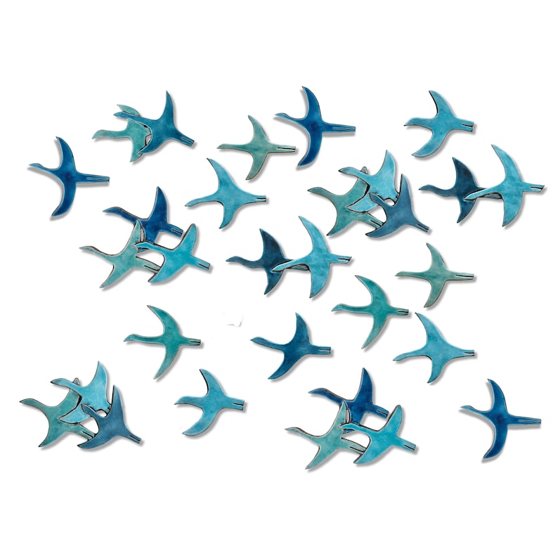 30 Flying Birds Outdoor Wall Art Made From Ceramic Birds Etsy UK