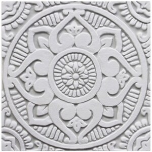 Carrelage mural en céramique pour décoration de salon, maison et salon rustiques, sculpture artistique faite main, cadeau de pendaison de crémaillère, mandala n° 3 20 cm gris
