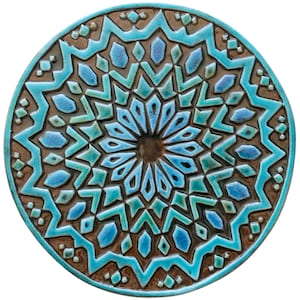 Circular Decorative Tiles With Moroccan Design For Bathroom Decor, Ceramic Tiles, Wall Tiles, Circle Art, Moroccan #2 30cm Turquoise