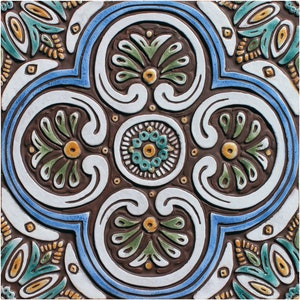 Spanish Tile Bathroom Decor, Wall Hanging For Bathroom, Tile Backsplash, Bathroom Wall Art, Bathroom Wall Decor, Spanish #2 30cm Matt Blue