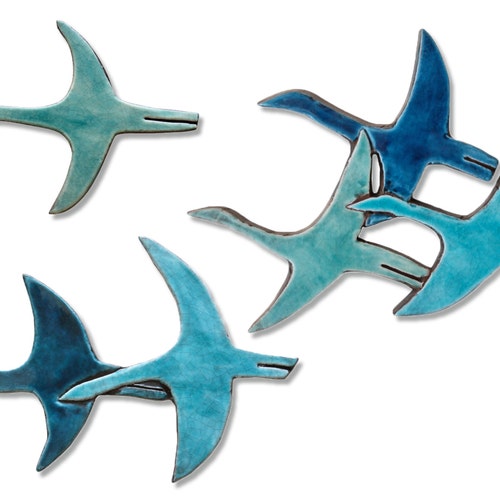 9 Flying Birds Outdoor Wall Art Made From Ceramic Ceramic Etsy