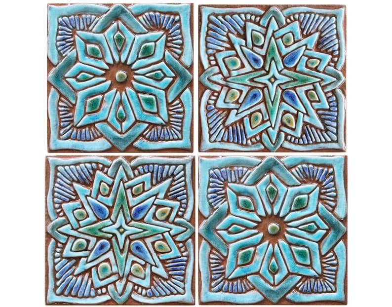 Outdoor wall art with Moroccan design Ceramic tile garden | Etsy