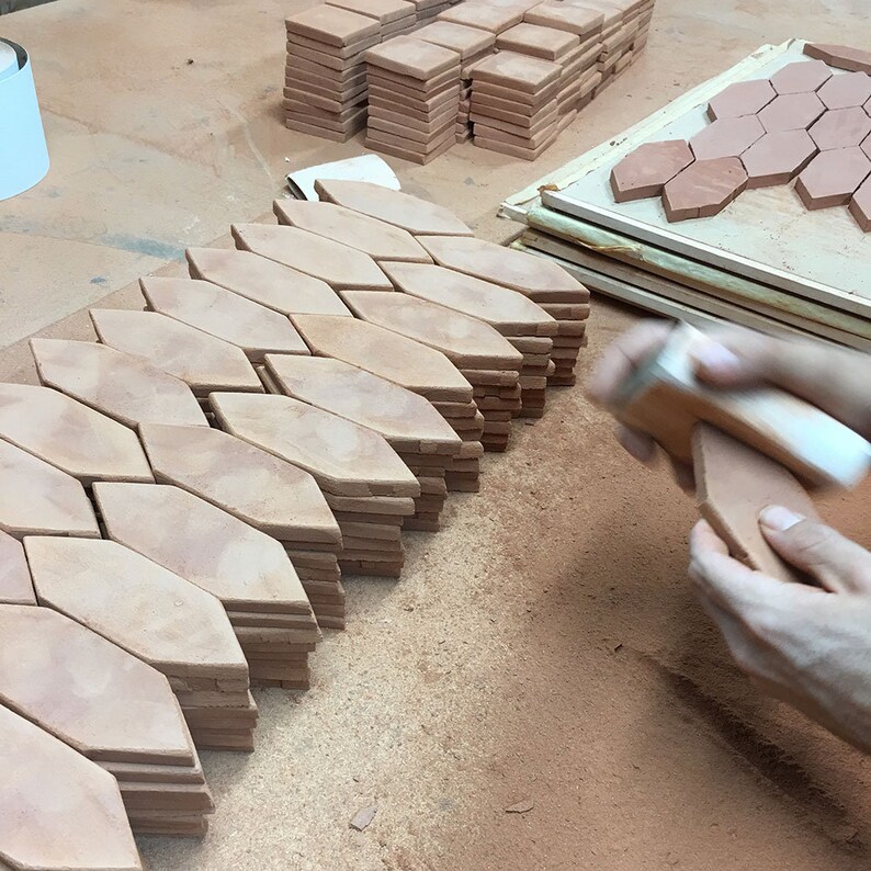 10.76 Sq Ft Picket Tiles 1 M2 Geometric Tiles Hand Painted Etsy