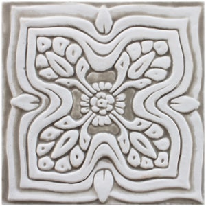 Sophisticated Style, Mandala Design, Kitchens Decor Tile, Bathrooms Inspiration, Outdoor Wall Art, Mandala #4 15cm Beige&White