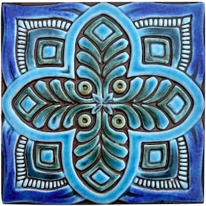 Home Decor Ceramic Tile Design For Artistic Installations, Decorative Tile, Spanish Mosaic, Ceramic Wall Art, Spanish #1 15cm Turquoise