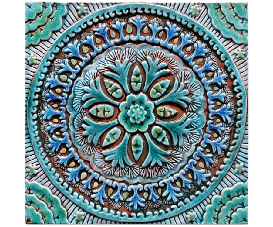 Art For Bathroom Wall Decor With Suzani Design - Ceramic Wall Decor For Bathroom Art For Bathroom Wall Decor With Suzani Design - Ceramic Wall Decor For Bathroom