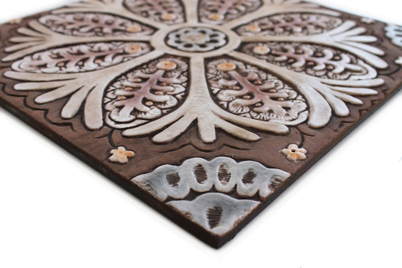 Bathroom Wall Decor Tiles With Suzani Design Floral Ceramic Etsy