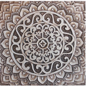 Mandala Ceramic Art, Contemporary Ceramic Tile Designs, Decorative Tile, Hand Painted Tile, Tile Sculptures, Mandala #1 30cm Aged Silver