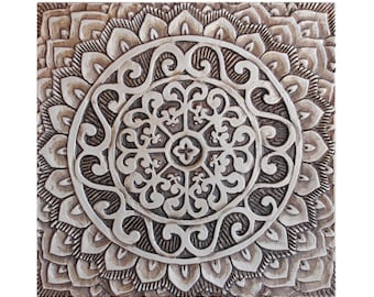 Mandala Ceramic Art, Contemporary Ceramic Tile Designs, Decorative Tile, Hand Painted Tile, Tile Sculptures, Mandala #1 30cm Aged Silver