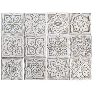 12 Handmade Tiles For Kitchens Backsplash Design, Outdoor Wall Art, Spanish Tiles, Bathroom Deco, Ceramic Tiles, Luxury Mosaic, 15cm Beige