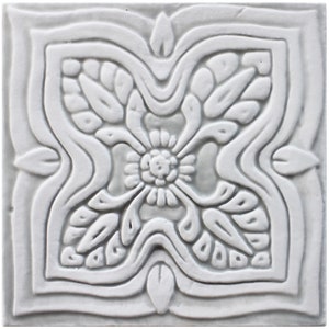 Backsplash Tile With Mandala Design, Ceramic Tile, Ceramic Tile With Relief, Indoor/Outdoor Wall Art Decor, Mandala #4 15cm Grey