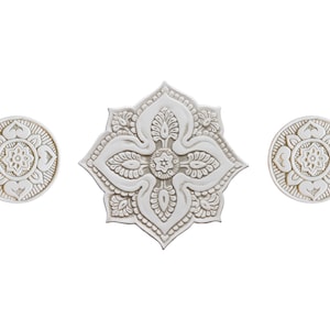 3 Bathroom Circle Tiles For Wall Hanging, Ceramic Tiles Decor, Ceramic Art, Outdoor Wall Art, Ceramic Tiles For Bathroom, Mandala #5, Beige