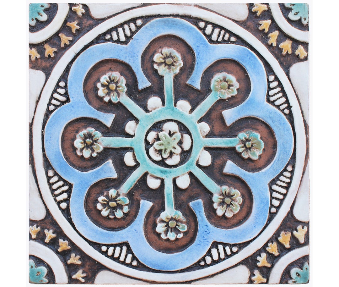 Ceramic Wall Hanging Tile 7.87 Beautiful Floral Etsy
