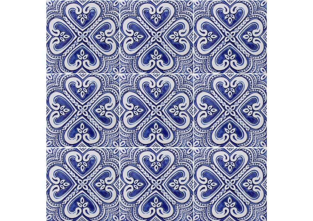 9 Large Spanish Tiles Wall Hanging, Spanish Tile Backsplash, Outdoor