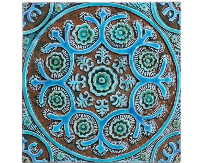 Suzani Wall Hanging Made From Ceramic Outdoor Wall Art Etsy