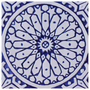Keramikfliesen für Außenwand, Kunst, Wohndekor für Küche, Badezimmerfliesen, Wandskulptur, Moroc #1 20 cm Blau&Weiß