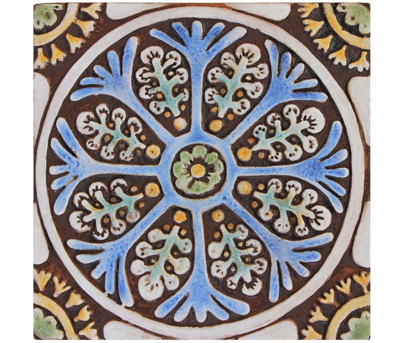Decorative Tiles in Floral Design 787 Wall Hanging Etsy