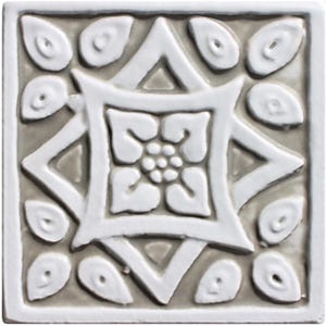 Patio Tile Decor, Ceramic Tile, Yard Art Decor Tile, Outdoor Wall Art, Ceramic Tile With Ethnic Design,  Spanish #3 10cm Beige
