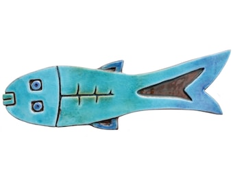 Ceramic fish art // Fish wall art // Fish wall hangings // Ceramic art // Fish ornament // Ceramic fish #3 // Turquoise
