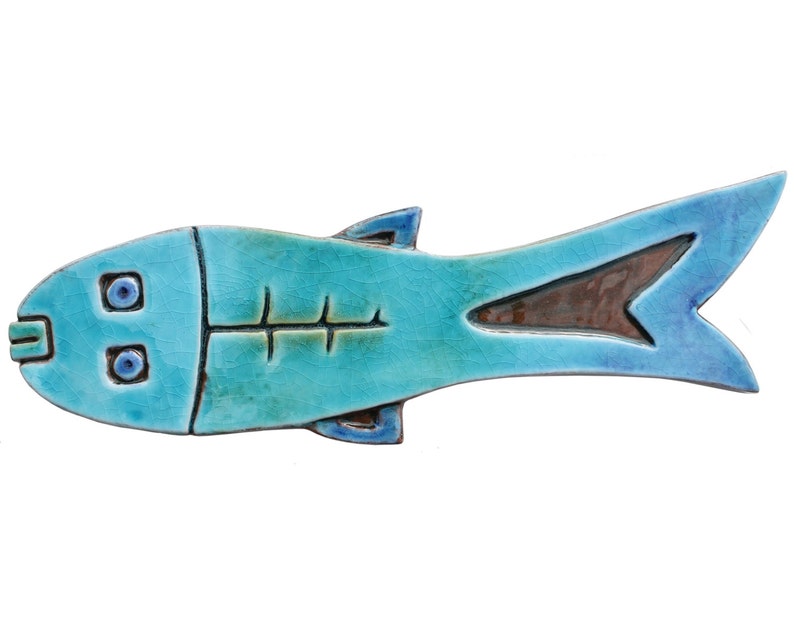 Ceramic fish art // Fish wall art // Fish wall hangings // Ceramic art // Fish ornament // Ceramic fish 3 // Turquoise image 1