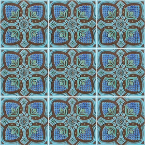 9 TileS Wall Decor Made From Ceramic,  Tile Art, Outdoor Wall Art, Ceramic Tile Garden Decor, Large Tile Wall Hanging Spanish #11 Turquoise