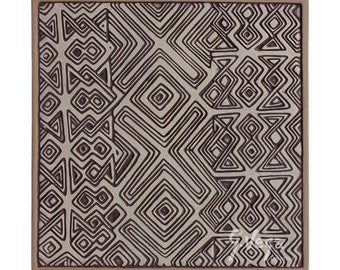 Ceramic tile with African design glazed in neutral tones, Decorative tile, Wall tile, Handmade tile, Bathroom tile , African tile #4, 32.5cm