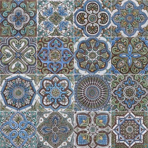 16 Outdoor Ceramic Wall Art, Large Spanish Tila Wall Art Installation, Tile Art, Garden Decor, Tile Mural Art, Tiles Mixed 30cm Matt Blue