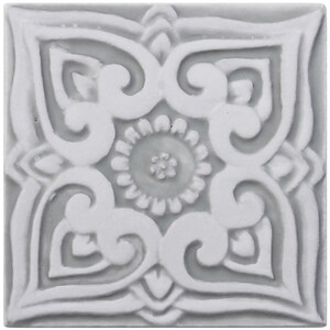 Ceramic Tile With Mandala Design, Bathroom Tile, Kitchen Tile, Ceramic Tile, Mandala Art Tile, Craftsmanship Tile, Mandala #1  15cm Grey