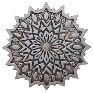 Decorative Ceramic Tile Artworks, Moroccan Design, Ceramic Tile, Textured Tile, Wall Art Tile, Cutout Moroccan #2 28cm Aged Silver