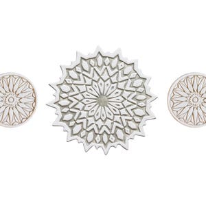 3 Moroccan Decor, Outdoor Wall Art, Garden decor, Moroccan Tiles, Handcrafted Ceramic Tiles For Garden Wall, Moroc #2 Beige&White