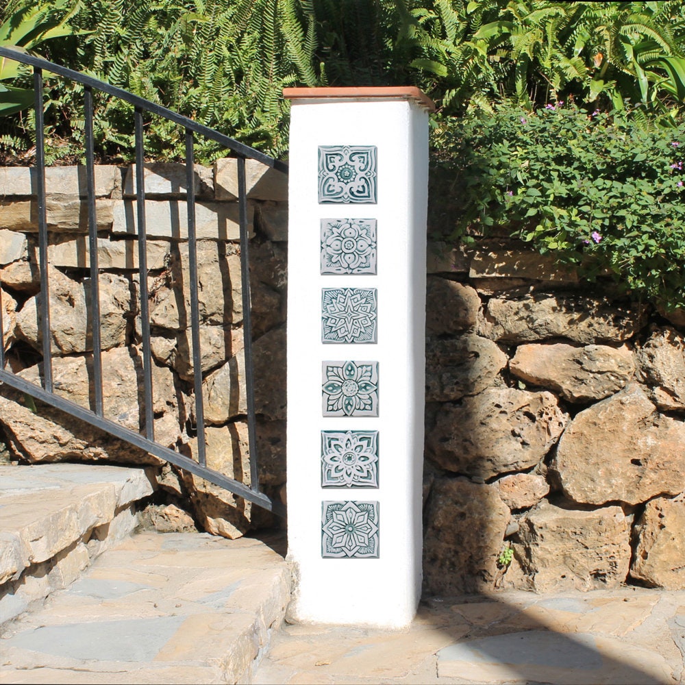 Set of 3 Tiles Garden Decor Outdoor Wall Art Wall Hangings Etsy