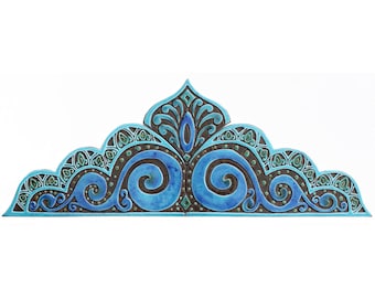 Arco decorativo para puerta o ventana,Arco de cerámica,Arquitrabe étnico,Decoración de pared de arco,Mandala2 turquesa 20.6 /52.5cm