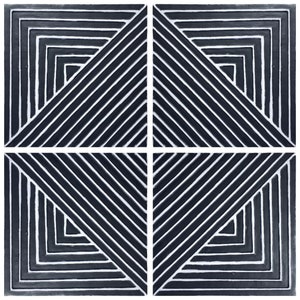 4 Stripes Tile Wall Art Installation, Abstract Wall Decor Made From Ceramic, Wall Art For Living Room Or Garden Wall, 30cm/11.8&quot; Black&White